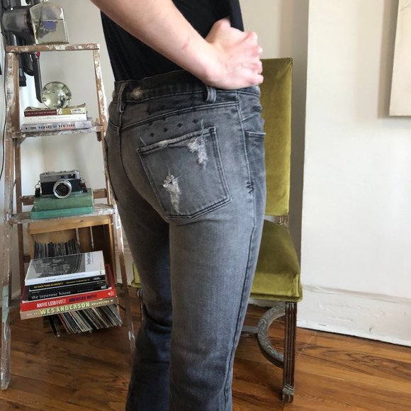 Vintage Y2K KSUBI TSUBI Distressed Straight Leg Denim Jeans - Charcoal Grey Wash - Picture 15 of 16